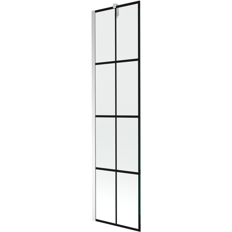 Mexen Next jednokrídlová vaňová zástena 50 x 150 cm, čierna mriežka, chróm - 895-050-000-00-77-01