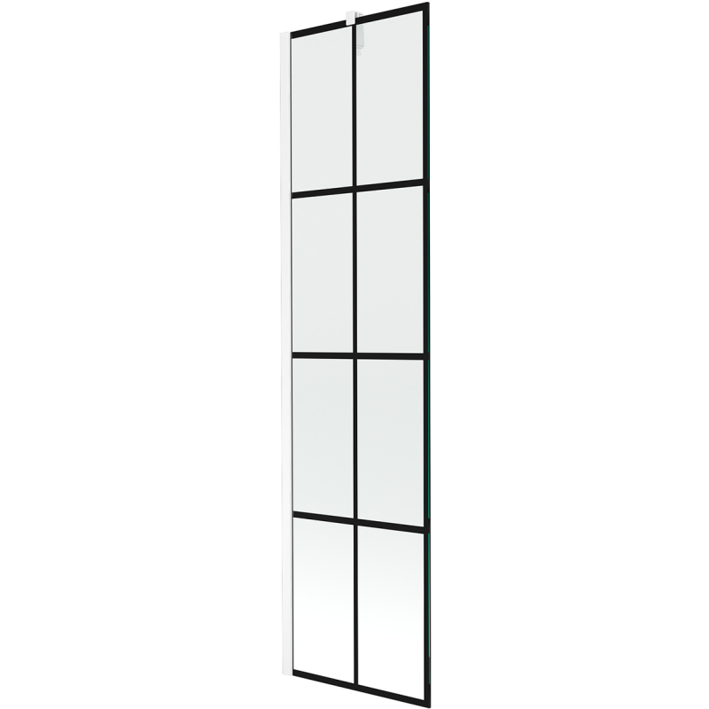 Mexen Next vaňová zástena 1-krídlová 50 x 150 cm, čierna mriežka, biela - 895-050-000-00-77-20