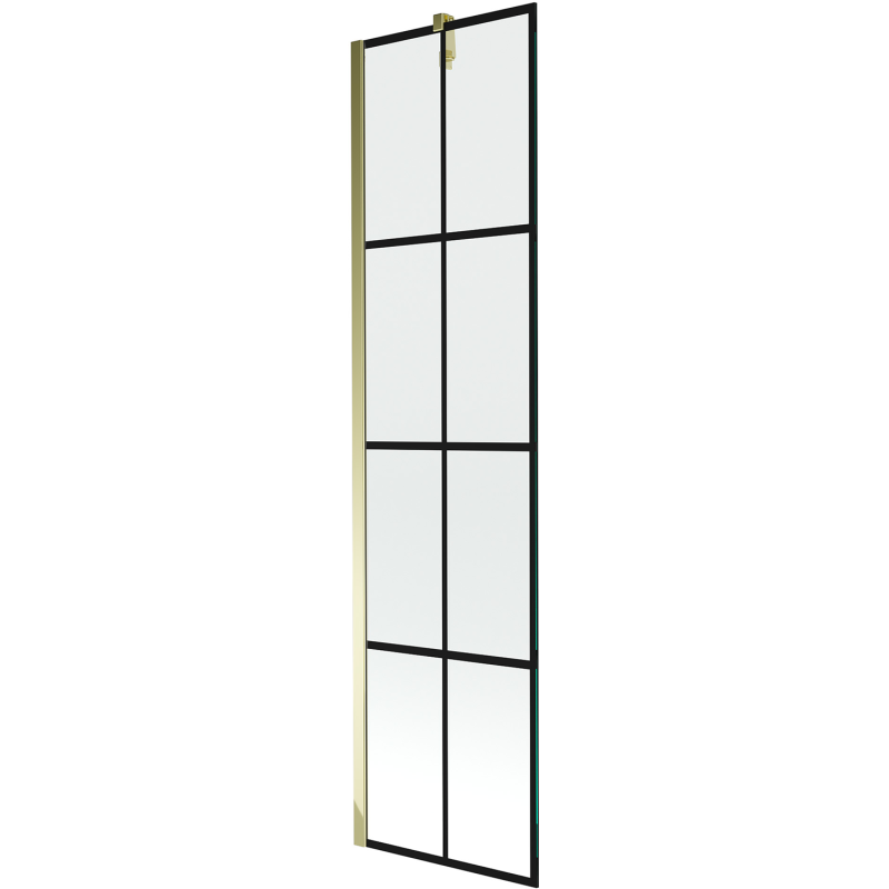 Mexen Next sprchová zástena 1-krídlová 50 x 150 cm, čierna mriežka, zlatá - 895-050-000-00-77-50