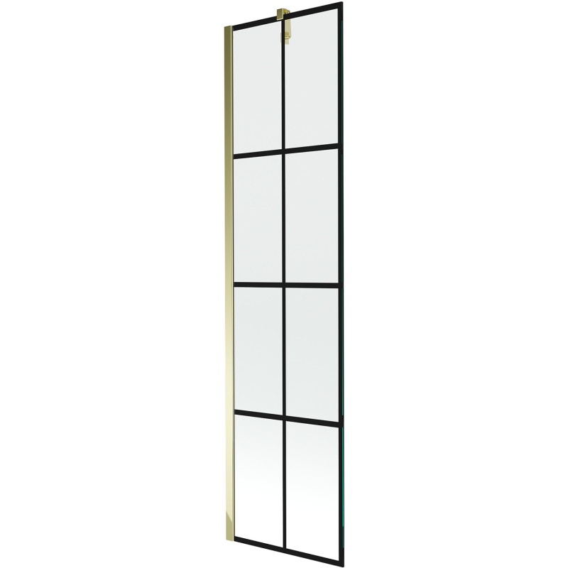 Mexen Next vaňová zástena 1-krídlová 50 x 150 cm, čierna mriežka, zlatá - 895-050-000-00-77-50