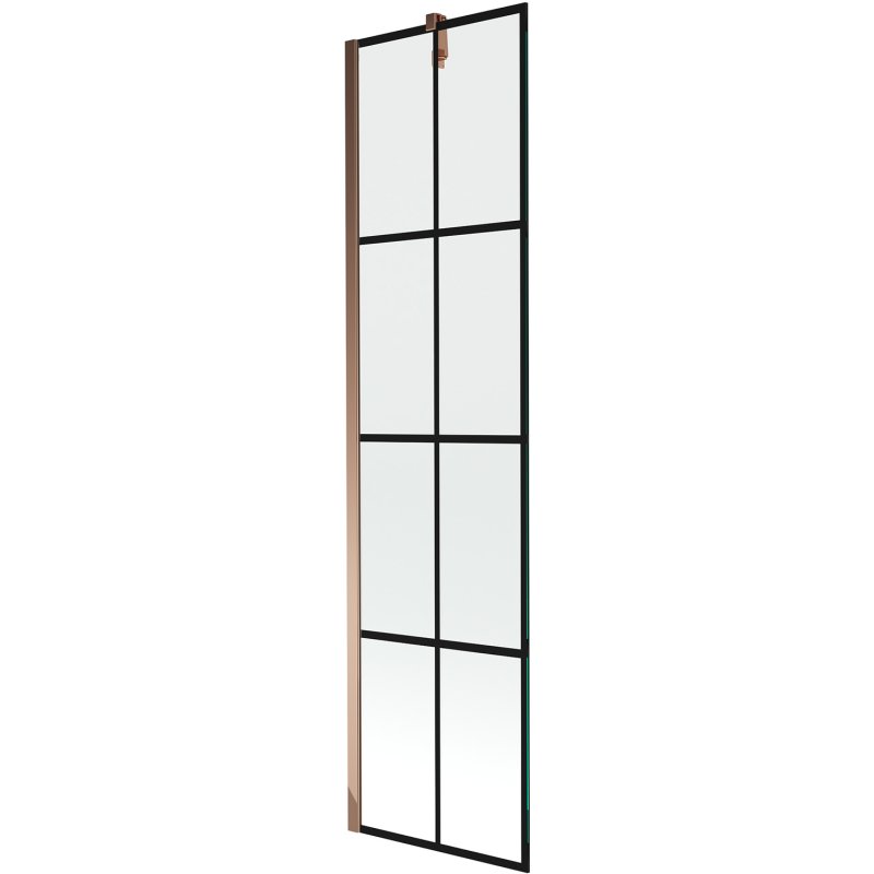 Mexen Next jednoskridlový sprchový panel 50 x 150 cm, čierna mriežka, ružové zlato - 895-050-000-00-77-60