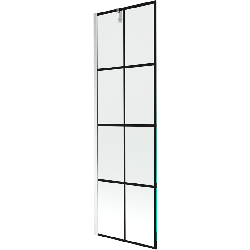 Mexen Next vanová zábrana 1-skladací 60 x 150 cm, čierna mriežka, chróm - 895-060-000-00-77-01
