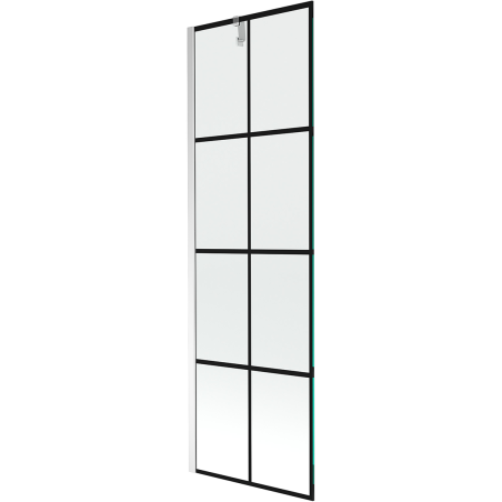 Mexen Next vanová zábrana 1-skladací 60 x 150 cm, čierna mriežka, chróm - 895-060-000-00-77-01
