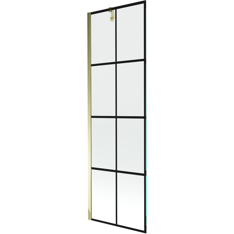 Mexen Next vaňová zástena 1-krídlová 60 x 150 cm, čierna mriežka, zlatý - 895-060-000-00-77-50