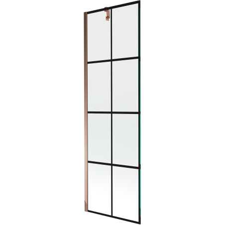 Mexen Next vaňová zástenka 1-krídlová 60 x 150 cm, čierna mriežka, ružové zlato - 895-060-000-00-77-60