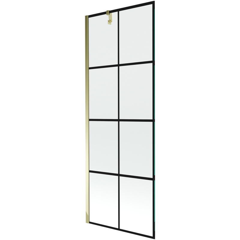 Mexen Next sprchová zástena 1-krídlová 70 x 150 cm, čierna mriežka, zlatá - 895-070-000-00-77-50