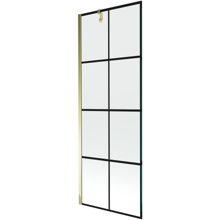 Mexen Next sprchová zástena 1-krídlová 70 x 150 cm, čierna mriežka, zlatá - 895-070-000-00-77-50