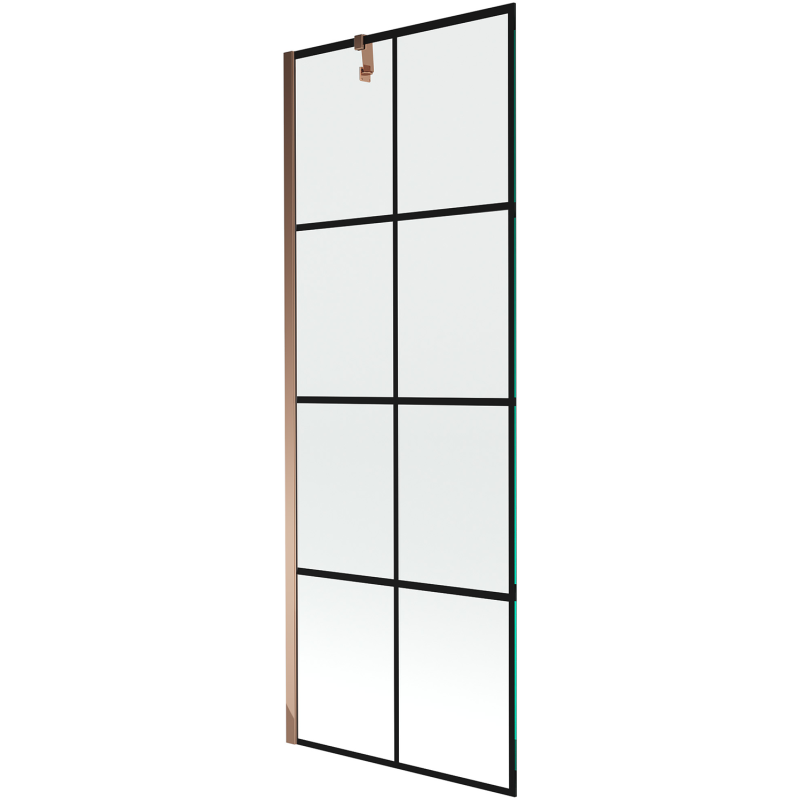 Mexen Next sprchová zástenka jedno-dverová 70 x 150 cm, čierna mriežka, ružové zlato - 895-070-000-00-77-60