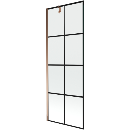 Mexen Next sprchová zástenka jedno-dverová 70 x 150 cm, čierna mriežka, ružové zlato - 895-070-000-00-77-60