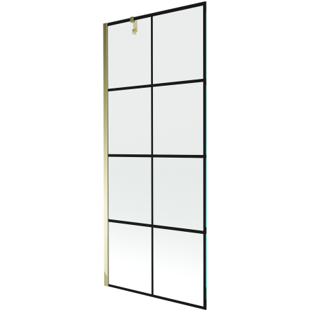 Mexen Next vaňová zástenka 1-krídlová 80 x 150 cm, čierna mriežka, zlatá - 895-080-000-00-77-50