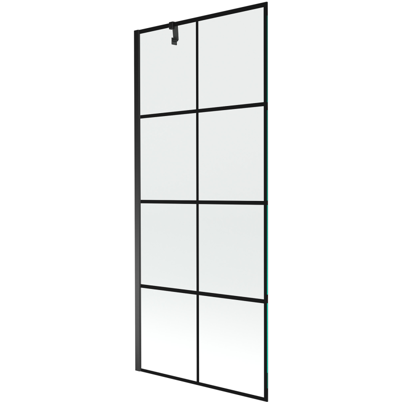 Mexen Next jednokrídlová vaňová zástena 80 x 150 cm, čierna mriežka, čierna - 895-080-000-00-77-70