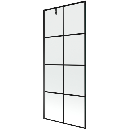 Mexen Next jednokrídlová vaňová zástena 80 x 150 cm, čierna mriežka, čierna - 895-080-000-00-77-70
