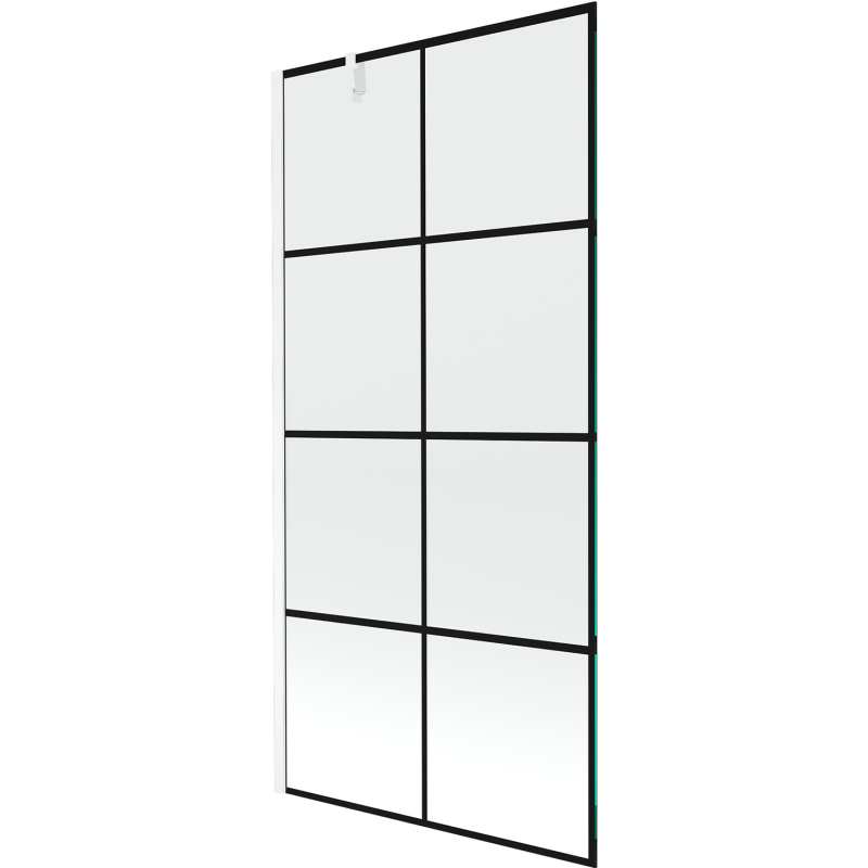 Mexen Next sprchová zástena 1-krídlová 90 x 150 cm, čierna mriežka, biela - 895-090-000-00-77-20