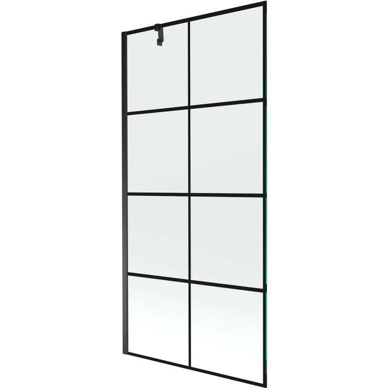 Mexen Next jednokrídlová sprchová zástena 90 x 150 cm, čierna mriežka, čierna - 895-090-000-00-77-70