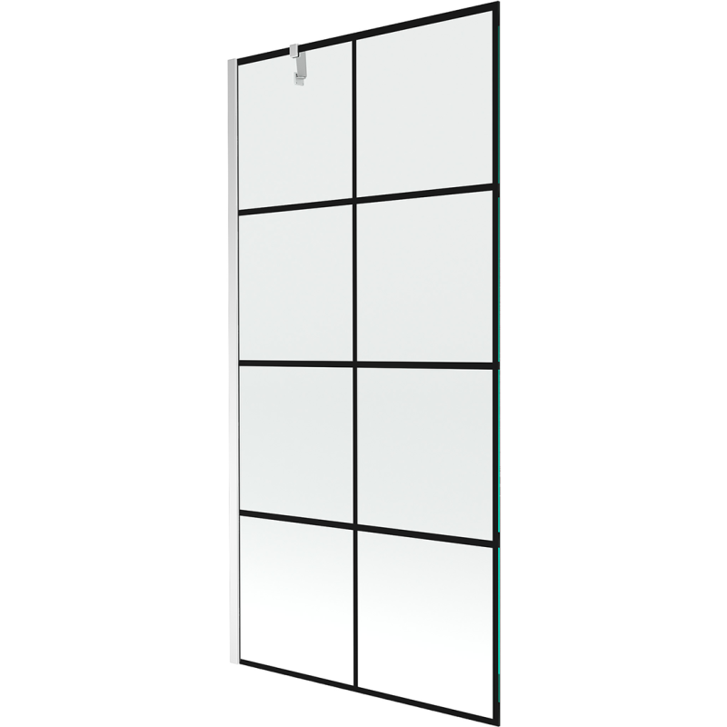 Mexen Next vaňová zástena jednokrídlová 100 x 150 cm, čierna mriežka, chróm - 895-100-000-00-77-01