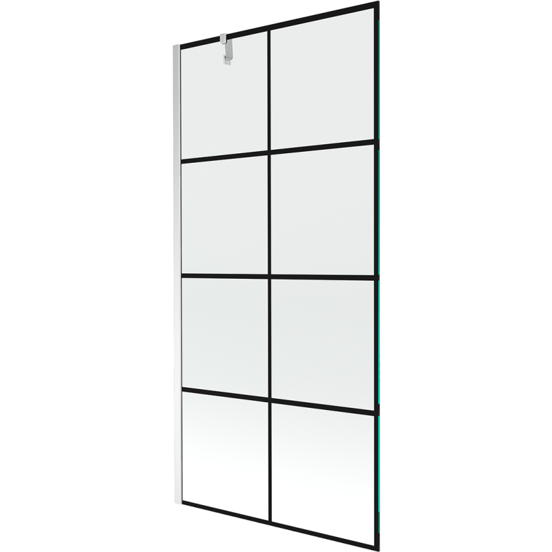 Mexen Next vaňová zástena jednokrídlová 100 x 150 cm, Čierny vzor, Chrómová - 895-100-000-00-77-01