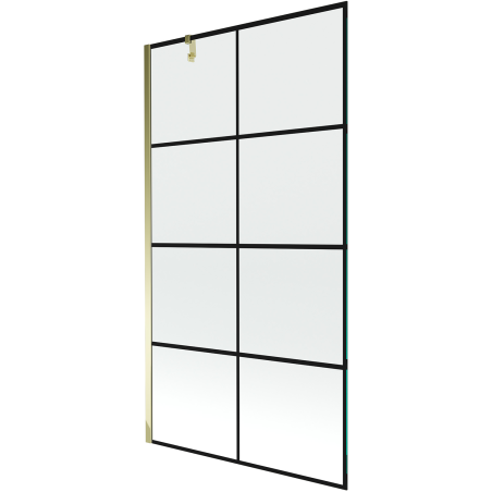 Mexen Next jednokrídlová sprchová zástena 100 x 150 cm, čierna mriežka, zlatá - 895-100-000-00-77-50