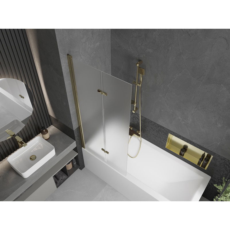 Mexen Castor vaňová zástena 2-krídlová 80 x 150 cm, mrazené, zlaté - 892-080-002-50-30