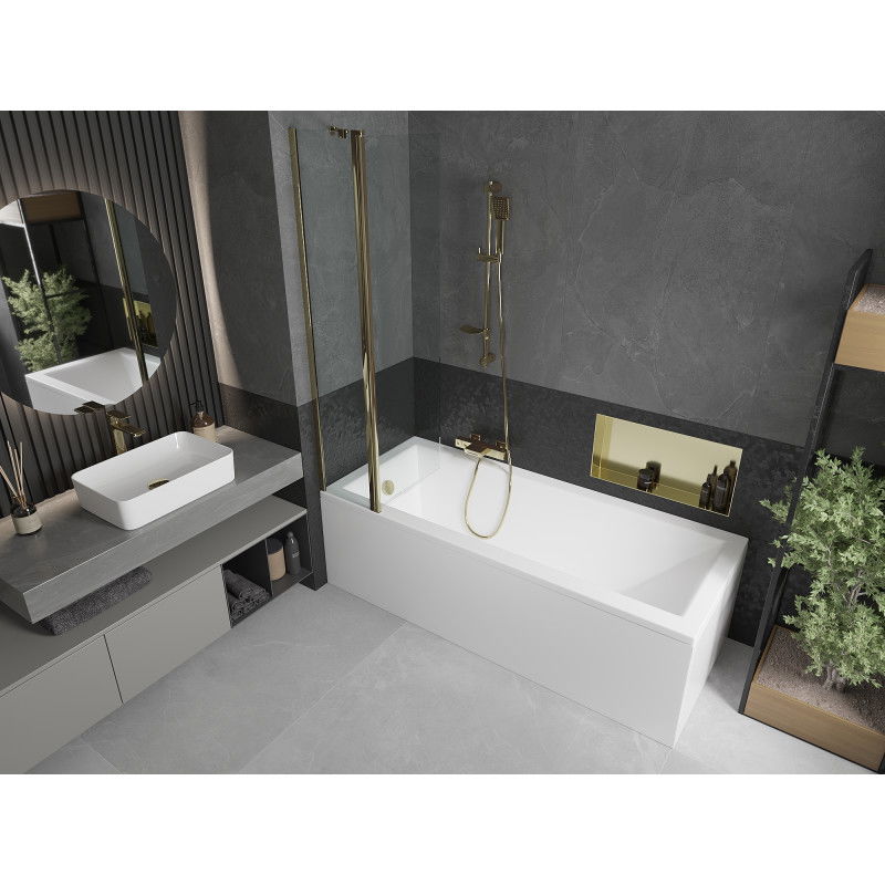 Mexen Flip vanová zástěna 2-krídlová 80 x 150 cm, transparentná, zlatá - 894-080-101-50-00