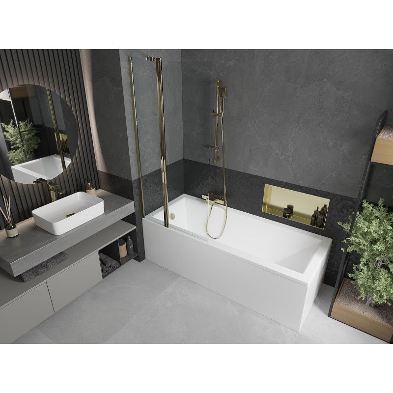 Mexen Flip vanová zástěna 2-krídlová 80 x 150 cm, transparentná, zlatá - 894-080-101-50-00