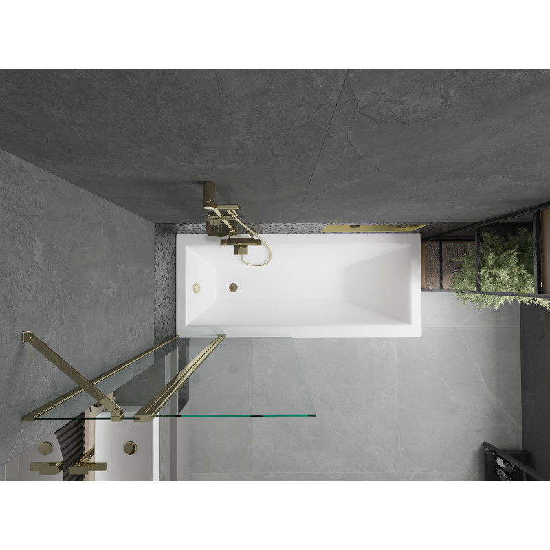 Mexen Flip vanová zástěna 2-krídlová 80 x 150 cm, transparentná, zlatá - 894-080-101-50-00