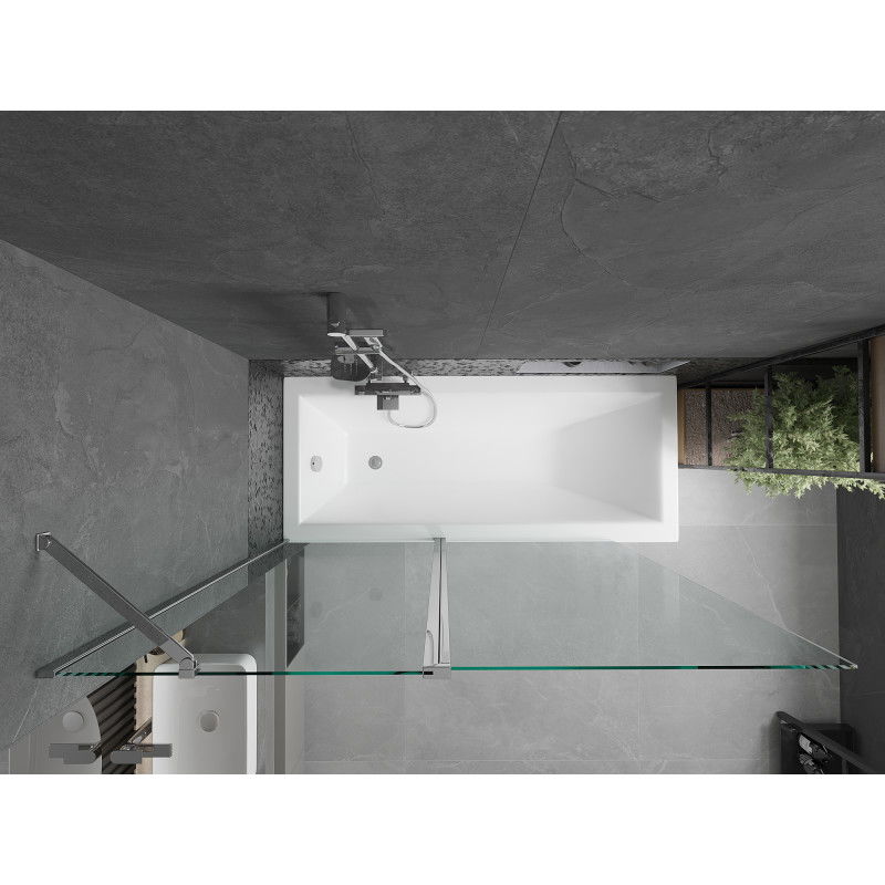 Mexen Flip paraván na vaňu 2-krídlový 140 x 150 cm, transparentný, chróm - 894-140-101-01-00