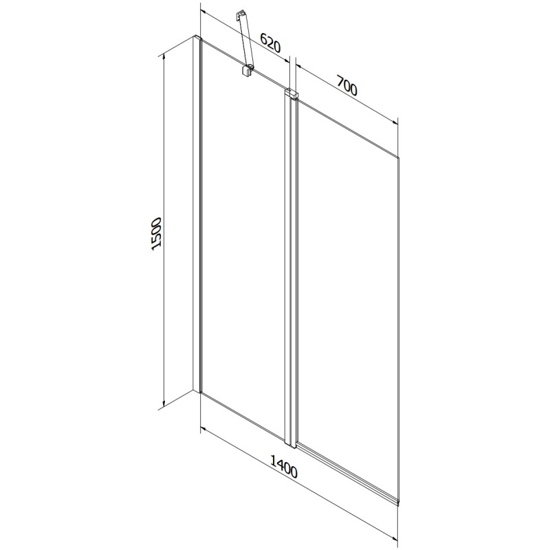 Mexen Flip vaňová zástena 2-dielna 140 x 150 cm, transparentná, chróm - 894-140-101-01-00