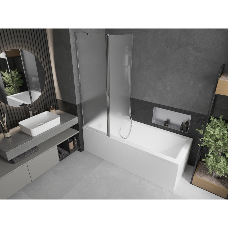 Mexen Flip dvojkrídlová vaňová zástenka 120 x 150 cm, matná, chróm - 894-120-101-01-30