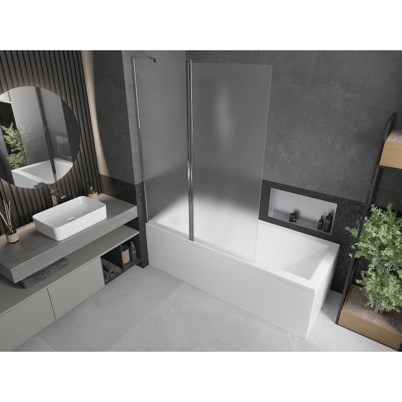 Mexen Flip dvojkrídlová vaňová zástenka 120 x 150 cm, matná, chróm - 894-120-101-01-30