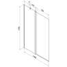 Mexen Flip vaňová zástenka 2-krídlová 140 x 150 cm, matné sklo, chróm - 894-140-101-01-30