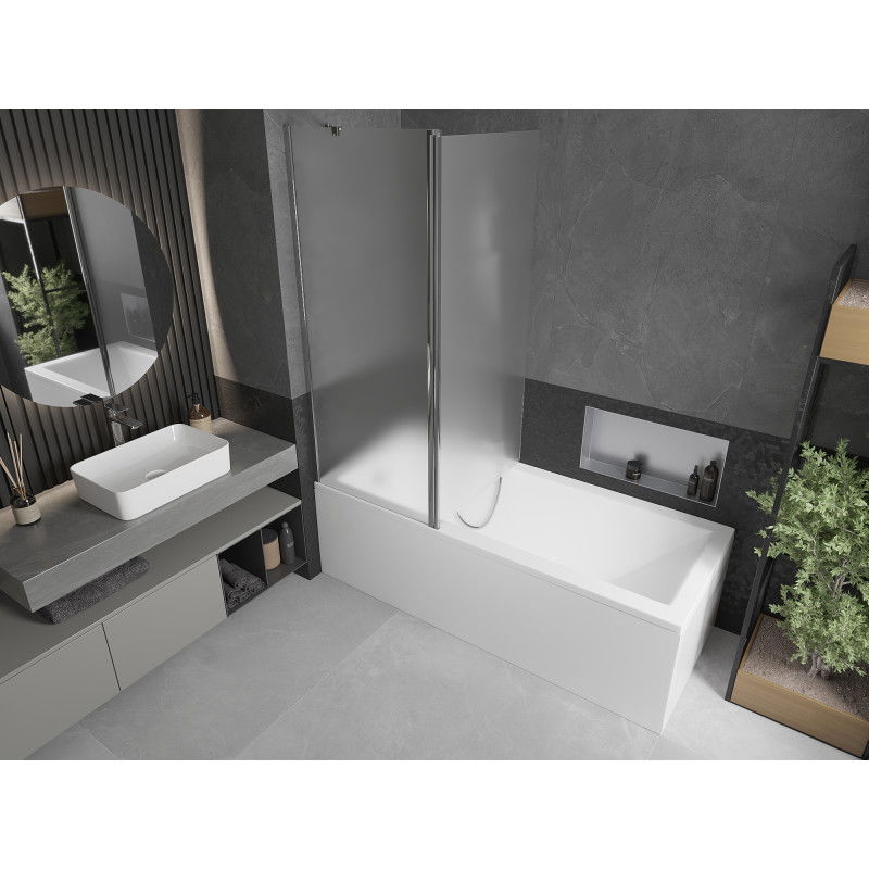 Mexen Flip vaňová zástena 2-dielna 140 x 150 cm, mrazené, chróm - 894-140-101-01-30