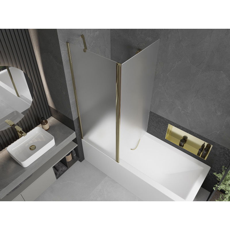 Mexen Flip vaňová zástena 2-krídlová 140 x 150 cm, matná, zlatá - 894-140-101-50-30