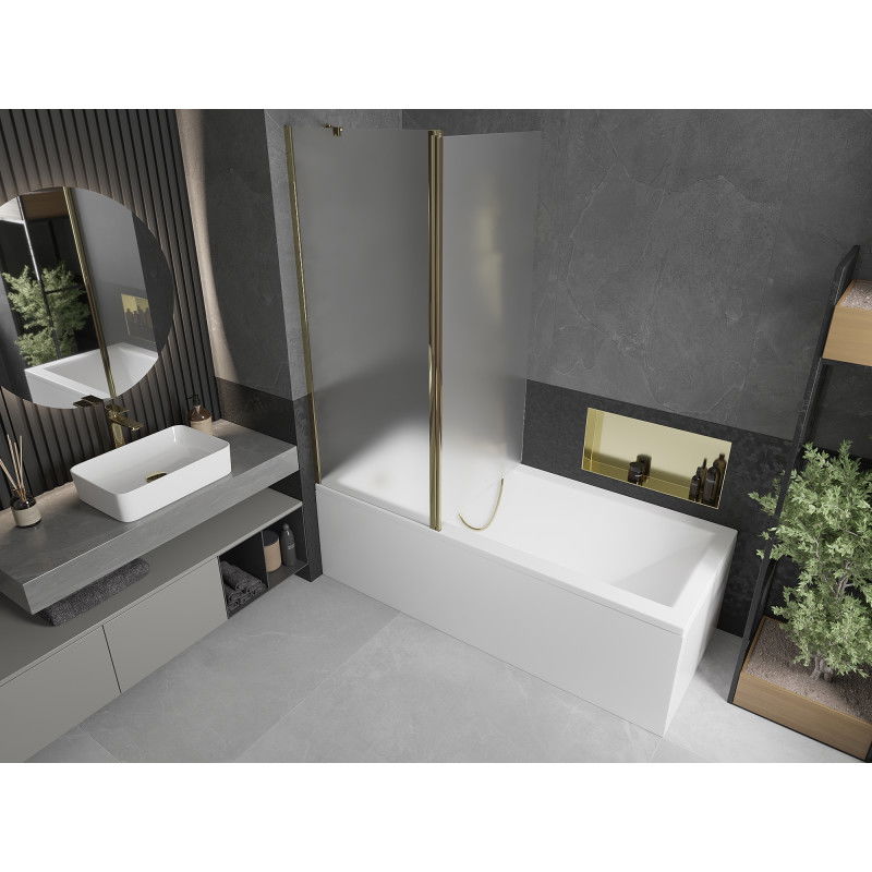 Mexen Flip vaňová zástena 2-krídlová 140 x 150 cm, matná, zlatá - 894-140-101-50-30