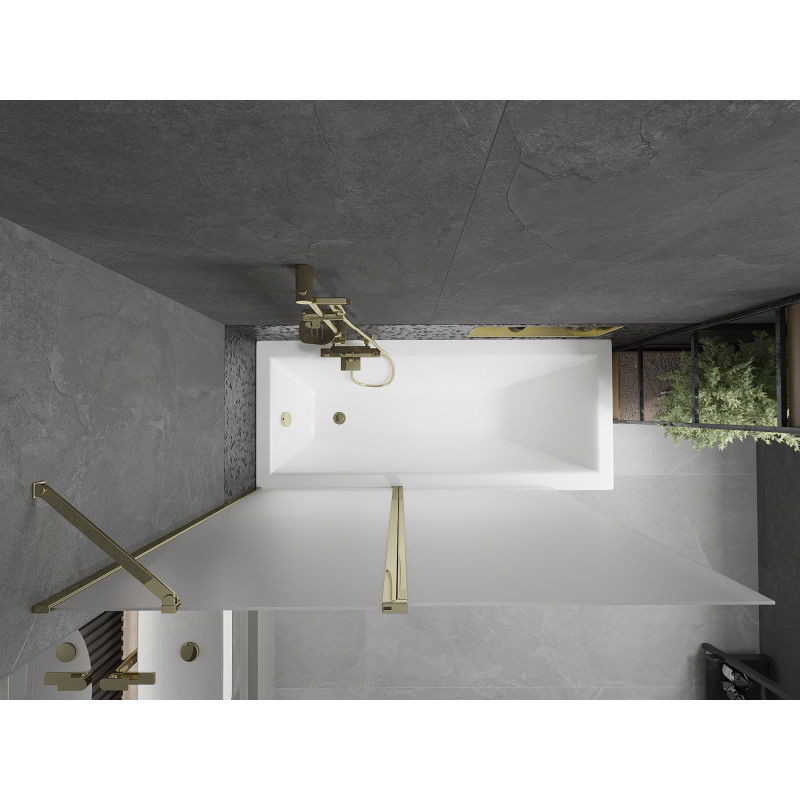 Mexen Flip vaňová zástena 2-krídlová 140 x 150 cm, matná, zlatá - 894-140-101-50-30