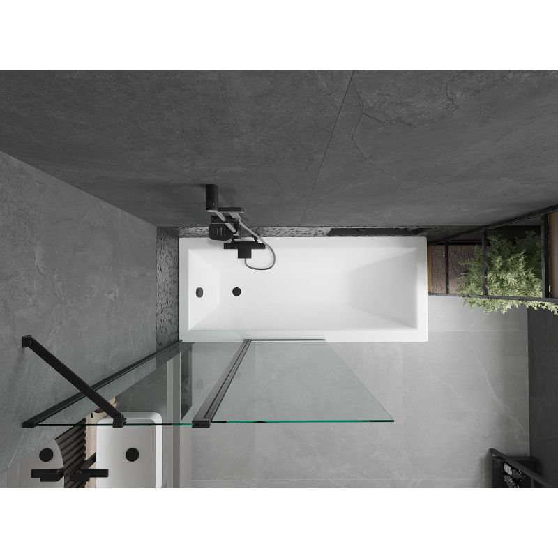 Mexen Flip dvojkrídlová vaňová zástena 100 x 150 cm, transparentná, čierna - 894-100-101-70-00