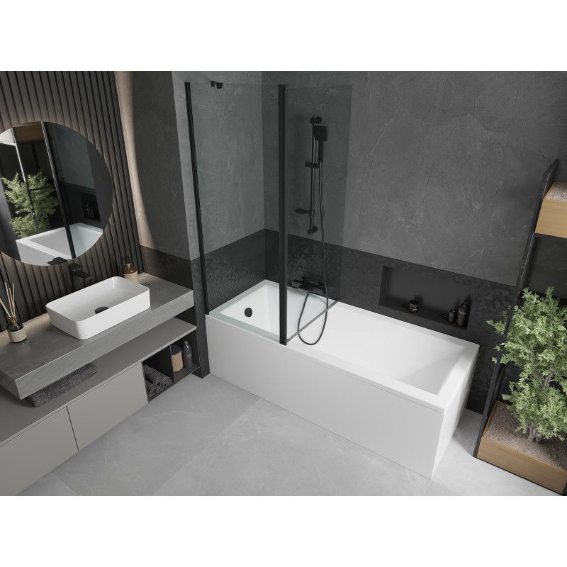 Mexen Flip dvojkrídlový vaňová zástena 140 x 150 cm, transparentná, čierna - 894-140-101-70-00