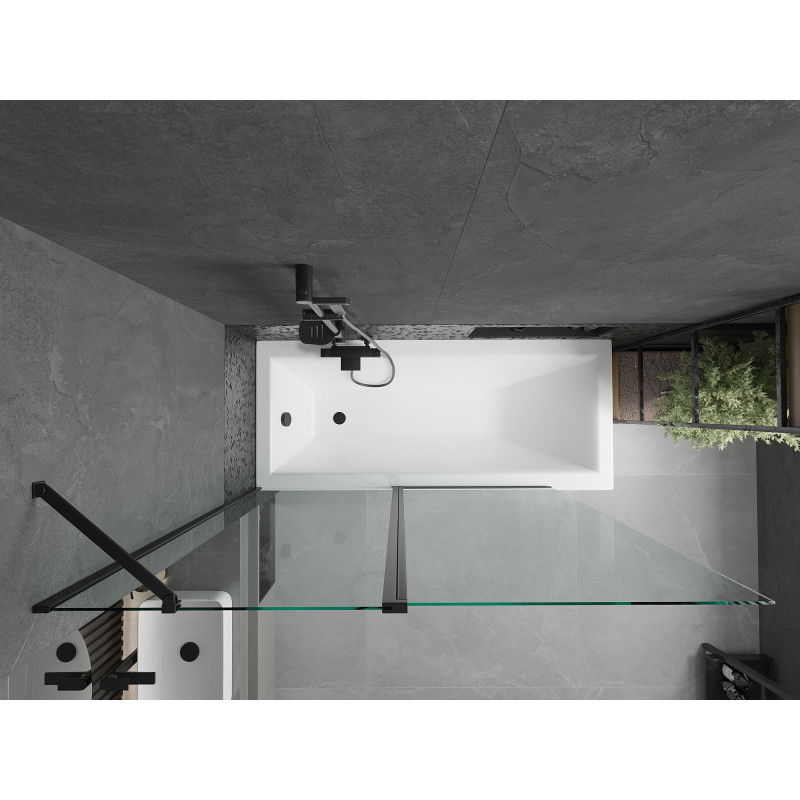 Mexen Flip dvojkrídlový vaňová zástena 140 x 150 cm, transparentná, čierna - 894-140-101-70-00