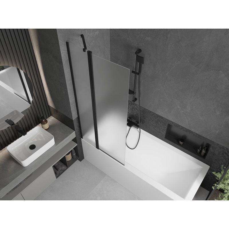 Mexen Flip vaňová zástena dvojkrídlová 80 x 150 cm, námraza, čierna - 894-080-101-70-30