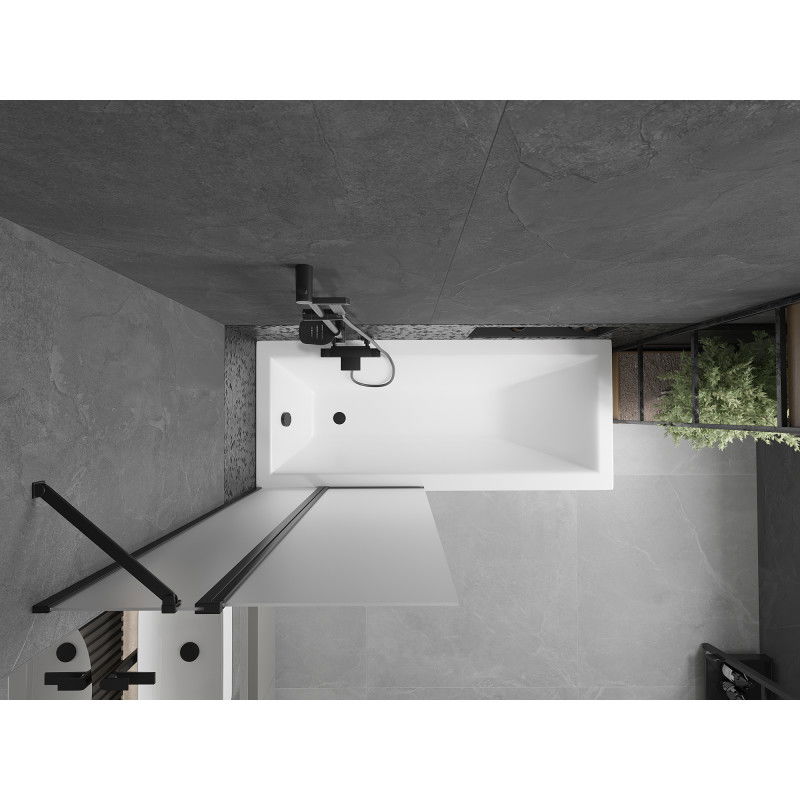 Mexen Flip vaňová zástena dvojkrídlová 80 x 150 cm, námraza, čierna - 894-080-101-70-30