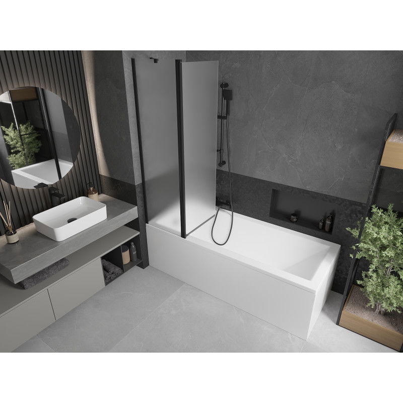 Mexen Flip sprchový záves do vane s 2 krídlami 100 x 150 cm, matný, čierny - 894-100-101-70-30