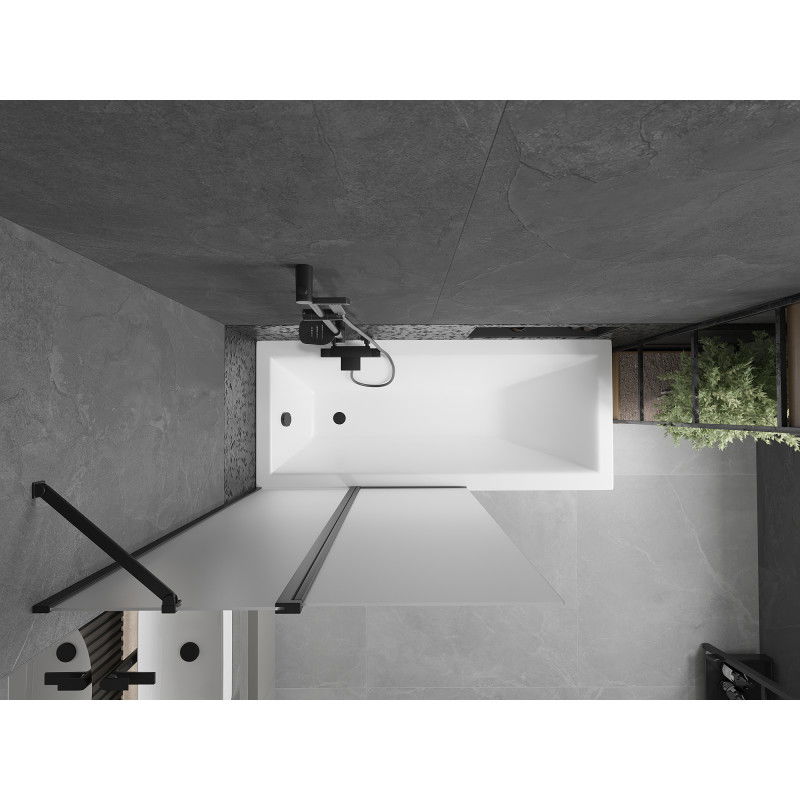 Mexen Flip sprchový záves do vane s 2 krídlami 100 x 150 cm, matný, čierny - 894-100-101-70-30