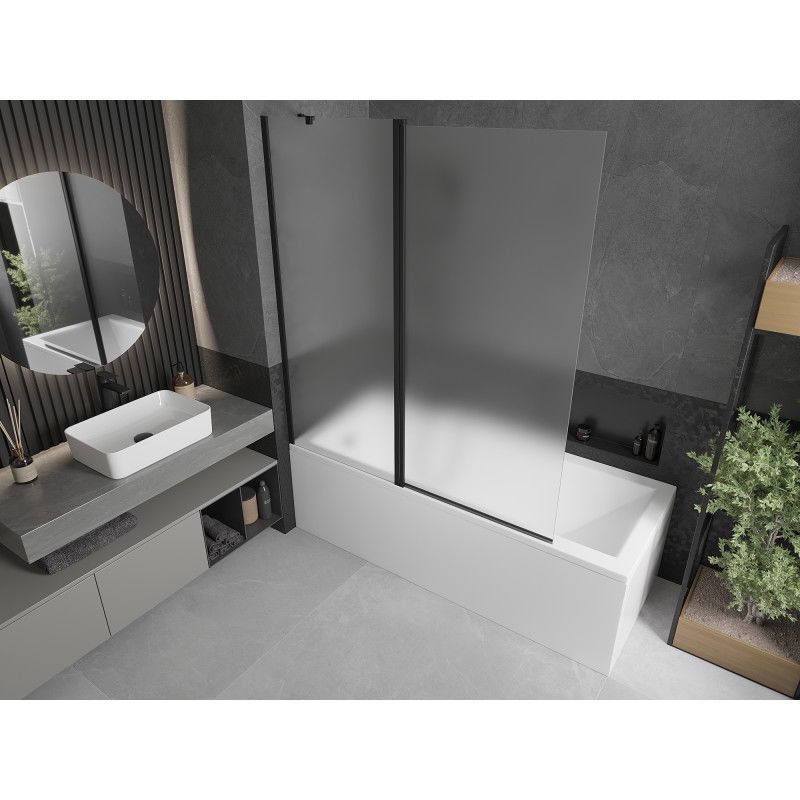 Mexen Flip vaničková zástena dvojkrídlová 140 x 150 cm, matná, čierna - 894-140-101-70-30