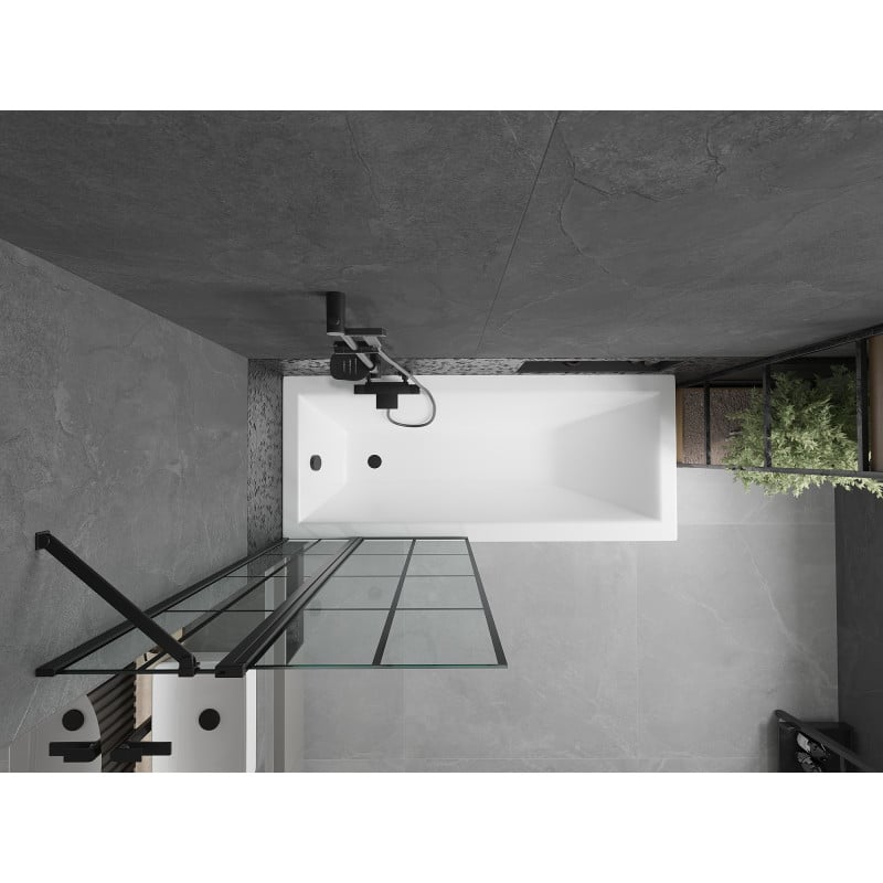 Mexen Flip dvojkrídlová sprchová zástena 80 x 150 cm, čierna mriežka, čierna - 894-080-101-70-77