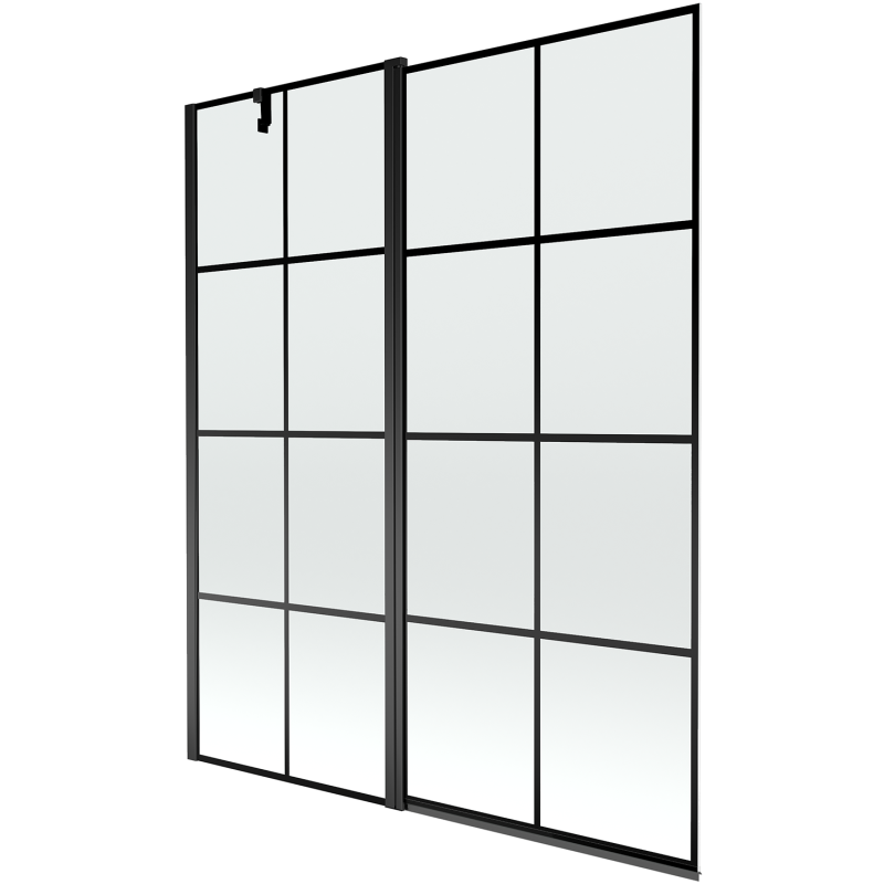 Mexen Flip vaňová zástena jednokrídlová 140 x 150 cm, Čierny vzor, Čierna - 894-140-101-70-77