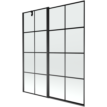 Mexen Flip vaňová zástena jednokrídlová 140 x 150 cm, Čierny vzor, Čierna - 894-140-101-70-77