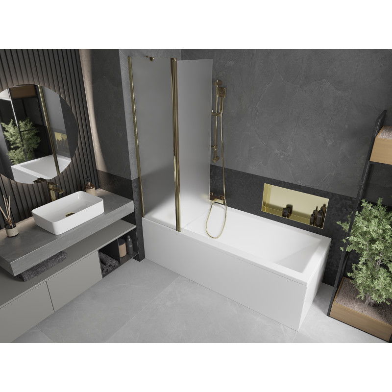 Mexen Flip vaňová zástena dvojkrídlová 100 x 150 cm, matná, zlatá - 894-100-101-50-30