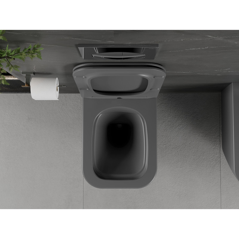 Mexen Madox wc misa Rimless s voľne padajúcim slim sedadlom, duroplast, tmavo sivý mat - 30154061