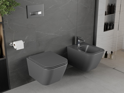 Mexen Madox misa wc Rimless s doskou s pomalým padaním slim, duroplast, šedá tmavá matná - 30154061
