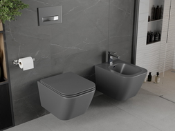 Mexen Madox miska wc Rimless s doskou pomaly klesajúcou slim, duroplast, tmavosivá matná - 30154061