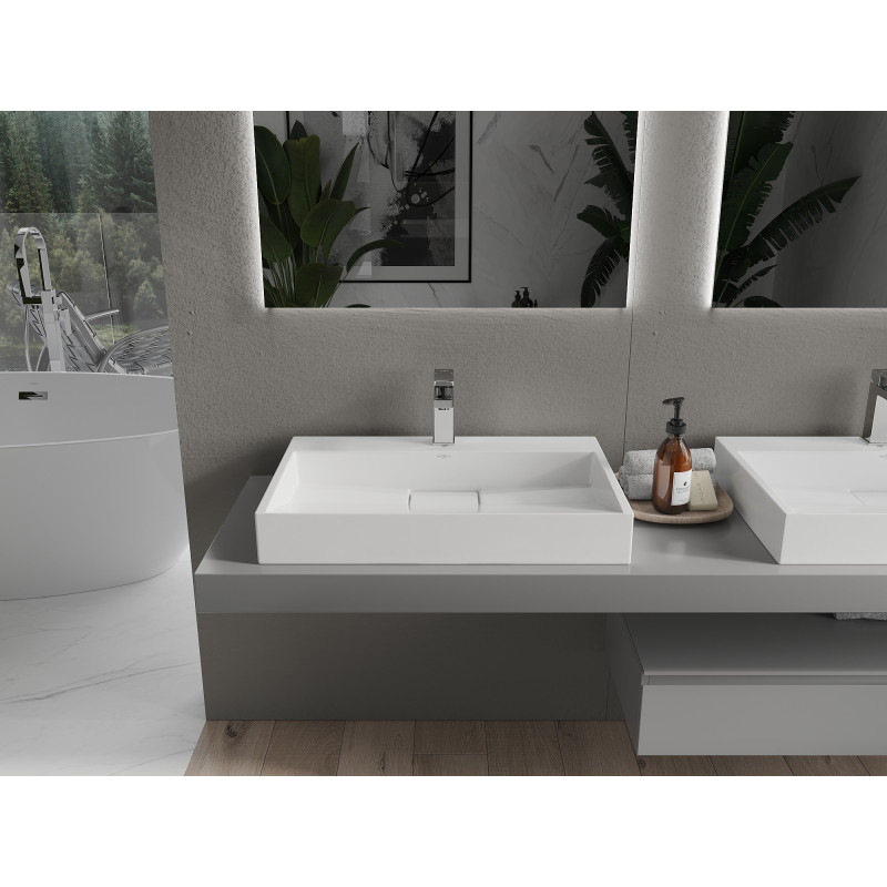 Mexen Ava umývadlo na doske z konglomerátu 1/O 70 x 46 cm, biele - 23017001